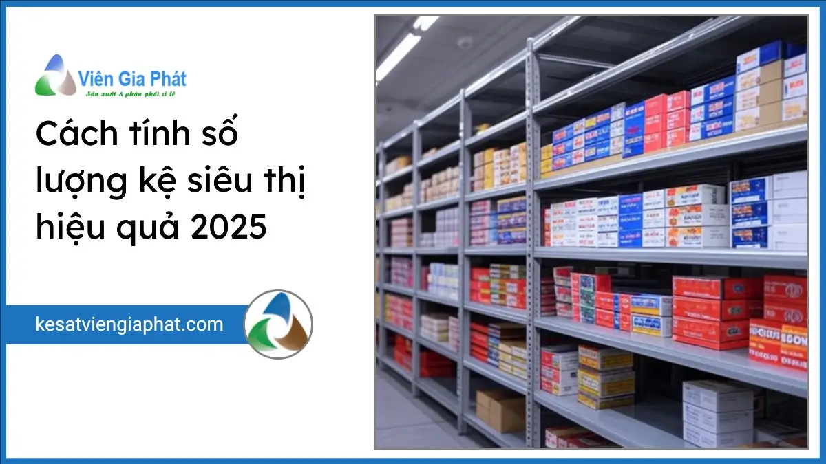 Kệ siêu thị bằng sắt v lỗ được sắp xếp gọn gàng trong siêu thị, minh họa cách tính số lượng kệ cần cho siêu thị hiệu quả.
