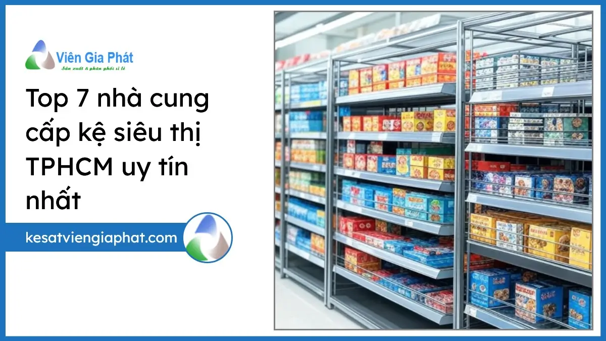 Kệ siêu thị TPHCM chất lượng cao được cung cấp bởi nhà cung cấp uy tín, bày biện ngăn nắp trong siêu thị hiện đại.