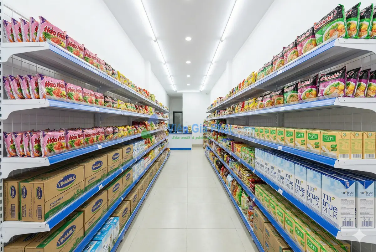 Dự án lắp đặt hoàn thiện kệ siêu thị Viên Gia Phát cho khách hàng tại Hà Nội.