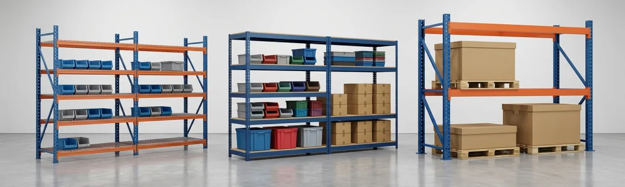 So sánh các loại kệ sắt công nghiệp: kệ V lỗ, kệ trung tải và kệ pallet hạng nặng
