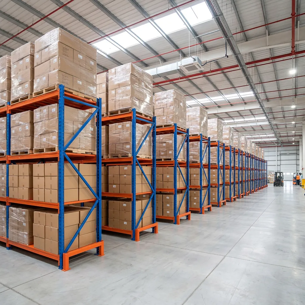 Mua kệ sắt ở đâu? Xưởng, cửa hàng hay sàn TMĐT + checklist 7 điểm 6 Kệ sắt công nghiệp tải nặng xếp dãy trong kho hàng