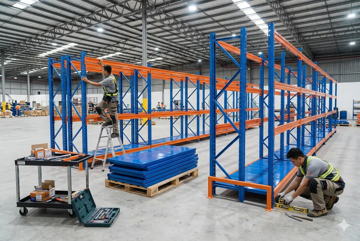 Kệ Trung Tải TPHCM: Giá Gốc Tại Xưởng, Giao Lắp Tận Kho 6 Đội kỹ thuật VGP giao và lắp kệ trung tải tận kho tại TPHCM