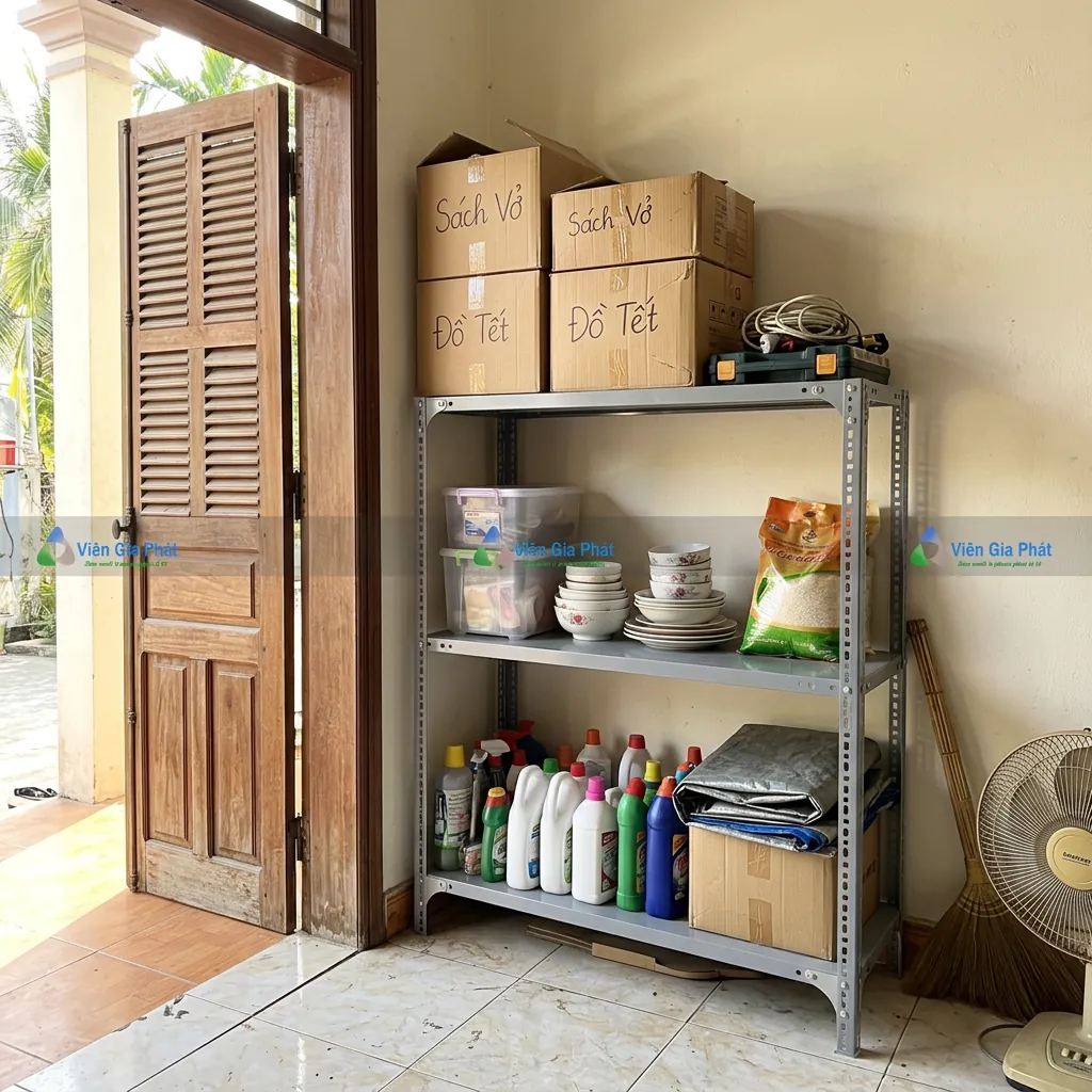 Kệ sắt giá rẻ 3 tầng dùng chứa đồ trong nhà
