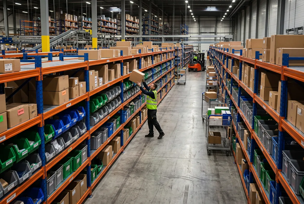 Kệ Trung Tải TPHCM: Giá Gốc Tại Xưởng, Giao Lắp Tận Kho 5 Kệ trung tải VGP trong kho fulfillment thương mại điện tử phân loại SKU