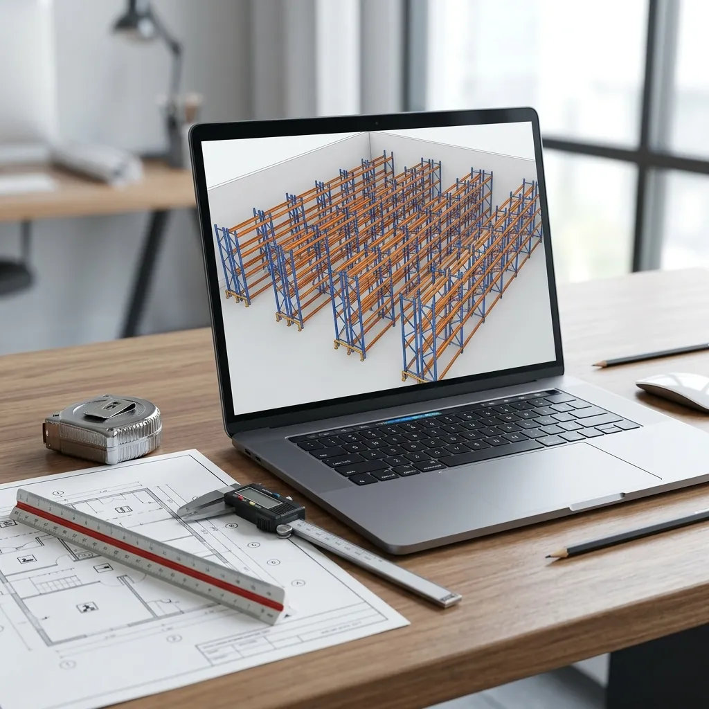 Dịch vụ 2 Bản vẽ layout kho 2D/3D bố trí các dãy kệ pallet và lối đi xe nâng do Viên Gia Phát thiết kế